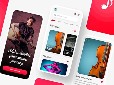 Fancy Ferret mobile app design app branding crazy 4 designes design ecommerce app graphic design guitar illustration logo marketplace mobile app mobile app design music music app music app design music mobile app red mobile app ui ux vector