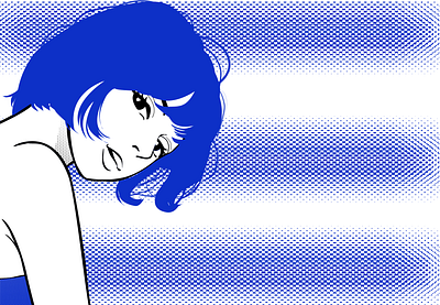 Half blue tone girl beautiful girl branding design digital illustration flat france graphic design halftone illustration new pop pop art shades of blue vector