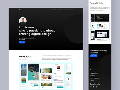 Personal Website branding dark design elegant explore minimalism minimalist personal personal website professional responsive simple tailwind ui ui design website white white space