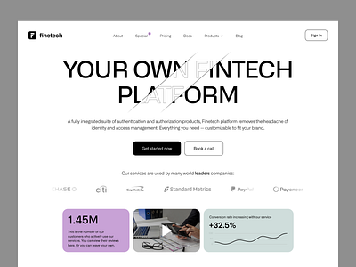 Finetech Landing Page Concept business clean ui conversion rate customer finance fintech fintech website identity landing page minimal design pastel colors product website service website startup top design transaction ui ux webdesign website design