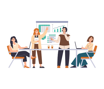 Board meeting board meeting brainstorming business business illustration business meeting businesswomen character design femenism flat design girl power project planning strategy team team building teamwork vector vector illustration women work workspace