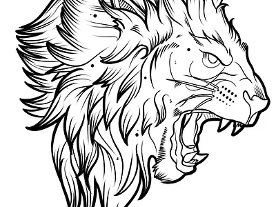 The Courageous Lion art artwork design drawing illustration ink line art lines lining lion poster print sketch tattoo art