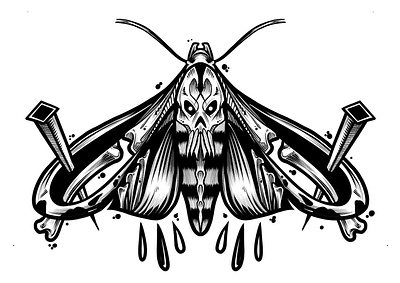 Death Moth art artwork dark art design drawing graphic design illustration ink line art moth poster print sketch skull tattoo art