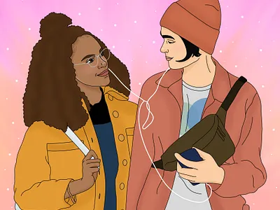 Elle and Tao - Heartstopper fanart alice oseman digital art elle argent fanart heartstopper illustration tao xu