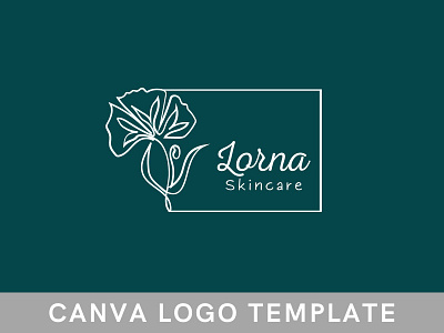 Premade Rectangle Floral Logo Template brand identity branding canva design feminine logo floral logo flower logo logo logo design logomark template