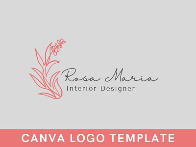 Premade Red Floral Logo Template beauty logo brand identity branding canva design feminine logo floral logo flower logo hand drawn illustration logo logo design logomark