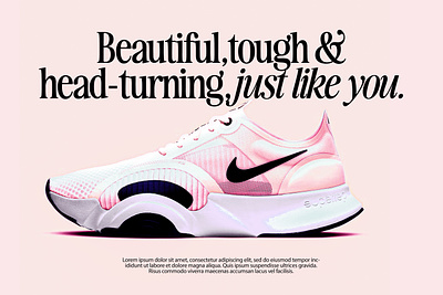 New Awesome Serif - Advert Design 80s 90s advert advertising fashion feminine font footwear italic magazine nike pastel pink retro serif shoes sneakers tough trainers vintage