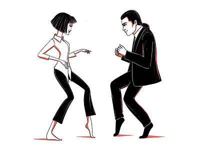 Pulp fiction fun art. Black and white sketch drawing, dance black and white blog book character dance drawing fun art illustration line drawing lineart magazine man minimal movie people portrait pulp fiction sketch vector woman