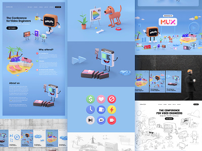 Demuxed 22 web design and illustration 3d illustration landing page tv person web design website