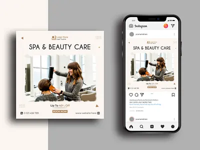 Spa center social media post beauty center creative logo design designer facebook graphic design instagram modern post template professional promo salon spa