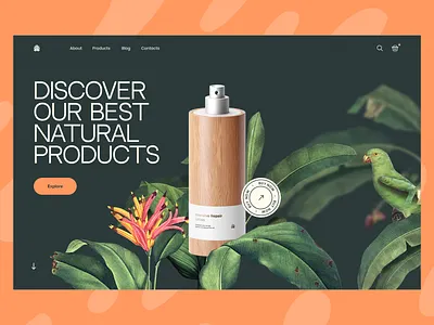 E-commerce main section banner clean cosmetics crrative design ecommerce graphic green landingpage natural tropical ui uidesign uiux ux web webdesign website
