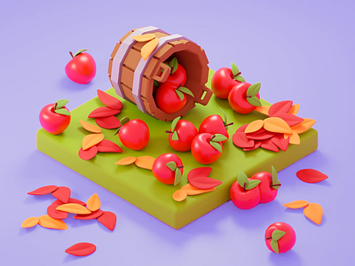 Warm Colorful 3D Design 3d 3d art 3d art work 3d design 3d model apples apples falling autumn autumn vibes colorful colorful 3d model design falling apples falling leaves leaves micro living red leaves vibrant warm warm colors