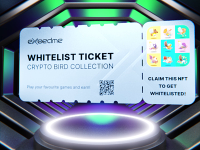 NFT Ticket design for ExeedMe 3d animation blender dao design game loop neon nft oz sci-fi ticket token trade whitelist