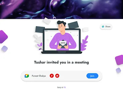 Daily UI #078 - Pending Invitation 078 clean design clean ui daily ui 078 daily ui challenge dailyui078 dailyuichallenge gmeet google meet graphic design invitation invite join meet meeting online meet online meeting pending pending invitation ui