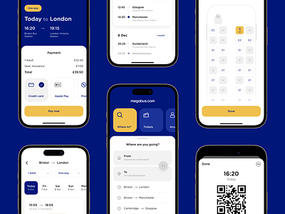 Bus Tickets Buying - App Concept app branding bus concept design front end development illustration logo mobile app seat selection ticket ticketing tickets travel traveling ui ui design ux ux design ux strategy