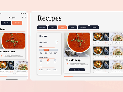 Recipe app and desktop design app branding colour design desktop recipe responsive typography ui usability ux vector