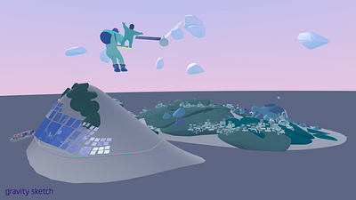 Futuristic Island Landscape 3D 3d art concept edtech greenpower illustration metaverse modelling starlink ui