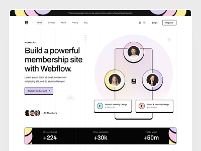 Members ✦ E-Commerce Template design ecommerce flowbase landing page template typography ui ux webflow template