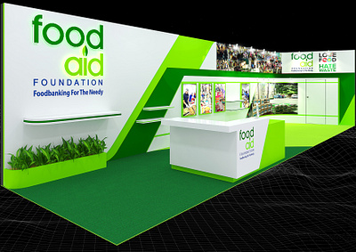 Food Aid Foundation 3x12 Exhibition Booth 3d 3x12 backdrop booth branding charity design display donation event exhibition fair food bank long marketing non profit render show space stand