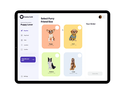 Canine Café Prototype 🐶 app colour psychology dog food illustration logo pet app pet store prototype user experience user interface web design website