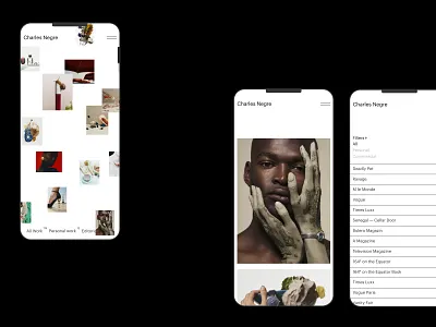 Charles Negre - Mobile view art directon branding design graphic design identity logo minimal mobile motion design photography simple typography ui uiux ux web design web site