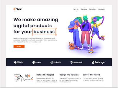 Chain Digital Agency agency website bold company creative agency home page landing page marketing portfolio professional ui ux web web design website website design