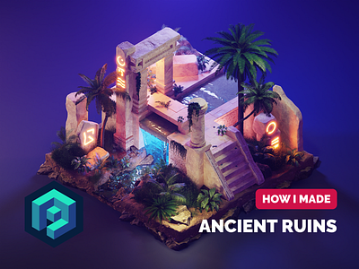 Ancient Ruins Rework Tutorial 3d ancient blender diorama fantasy illustration isometric process render ruins substance tutorial