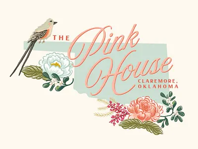 The Pink House Branding bistro cafe branding coffee shop branding floral brand illustration oklahoma pink branding restaurant branding teahouse branding tearoom vintage brand