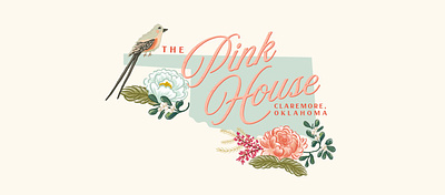 The Pink House Branding bistro cafe branding coffee shop branding floral brand illustration oklahoma pink branding restaurant branding teahouse branding tearoom vintage brand