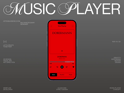 Music Player, UX/UI | Editorial 3d branding design digital digital design figma illustration ios iphone 14 logo mobile app design mobile application mobile design motion motion design motion graphics ui uidesign uiux webdesign