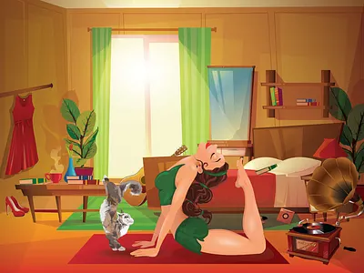 Yoga at home-1 animation design graphic design illustration motion graphics