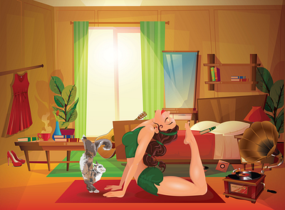 Yoga at home-1 animation design graphic design illustration motion graphics