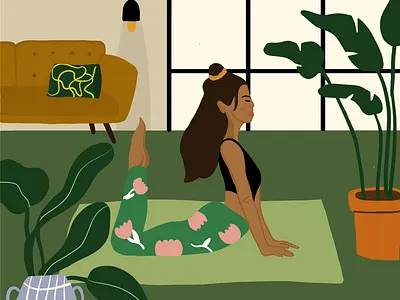 Yoga Illustration for Bedrock magazine adobe illustrator agency art direction drawing exercice flat design graphic design healthy illustrating illustration interior design lifestyle photoshop plants procreate upward dog woman yoga