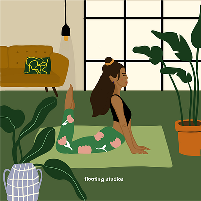 Yoga Illustration for Bedrock magazine adobe illustrator agency art direction drawing exercice flat design graphic design healthy illustrating illustration interior design lifestyle photoshop plants procreate upward dog woman yoga