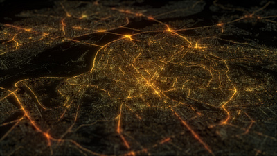 Kyiv at night 3d city houdini osm render urban visualization
