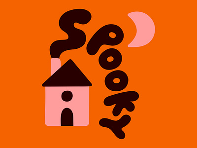 Spooky 2d art bold colour design flat halloween illustration minimal spooky season type