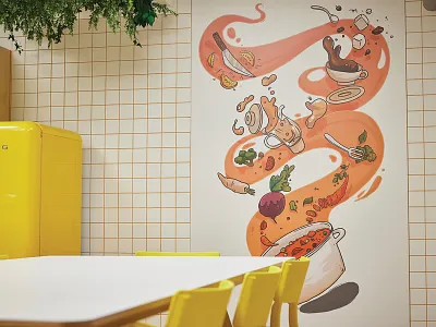 Cooking illustration wall art cooking drawing illustration procreate wallart