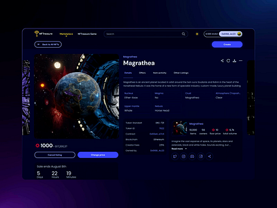 NFTreasure Marketplace 42 blockchain collection filter magrathea marketplace nft planet ui ux web web3