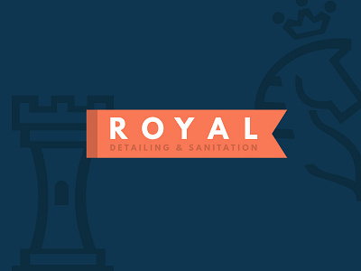 Royal Auto & Home auto detailing brand design car brand chess king knight masculine brand pennant ribbon logo rook royal royalty