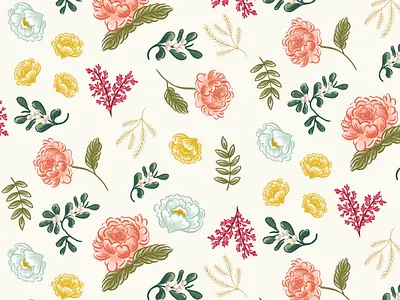 The Pink House Pattern botanical brand floral brand floral pattern illustration oklahoma peony vintage brand