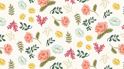 The Pink House Pattern botanical brand floral brand floral pattern illustration oklahoma peony vintage brand