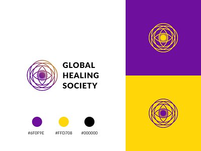 Global Healing Society - Logo Design brand design branding design graphic design logo logo design purple sun yellow