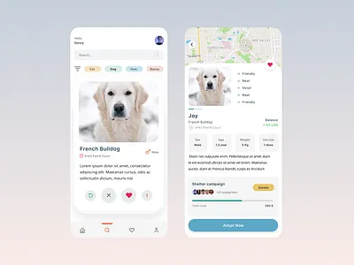Animal Shelter App app branding color design digital dribbbleweeklywarmup figma ios iosapp iosdesign ui uidesign uiux ux xd