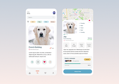 Animal Shelter App app branding color design digital dribbbleweeklywarmup figma ios iosapp iosdesign ui uidesign uiux ux xd