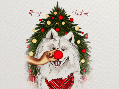 Christmas Puppy 🐶🎄 art artwork cards christmas puppy design drawing illustration procreate