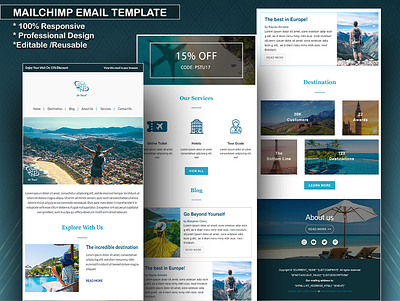 Travel Agency Email Template Design adobe photoshop customizable design editable email design email marketing email template email template design klaviyo klaviyo email design mailchimp mailchimp design mailchimp email template mailchimp newsletter re usable responsive