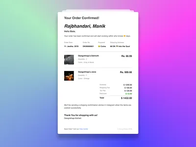 Email Receipt : 2/108 - Daily UI ui