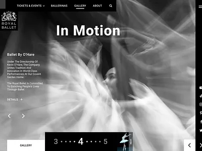 Cultural Arts Website for Royal Ballet & Theatre arts website ballet classic classical arts classical music cultural heritage cultural preservation cultural website dance dark mode fine arts gallery high end luxury minimal design museum performance art performing arts royal ballet theatre