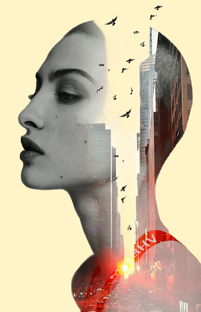 Двойная экспозиция graphic design фотошоп