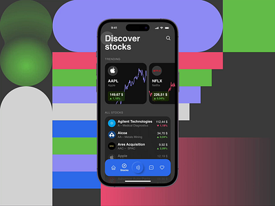 Investment App For Stock Trading analytics app apple bank banking broker finance finance app financial fintech investment mobile mobile app money netflix stock stocks trading ui wallet